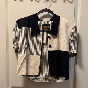 Vintage Virgo II - Black & Cream Patchwork Shirt